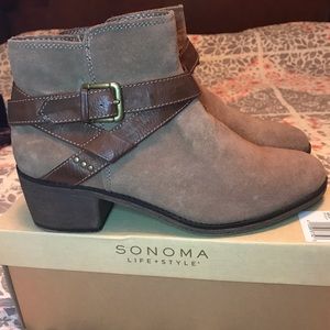 New tan suede leather booties